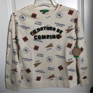 NWT, Dip, Eco Friendly, I’d Rather Be Camping Kids Sweatshirt, Size 8-10
